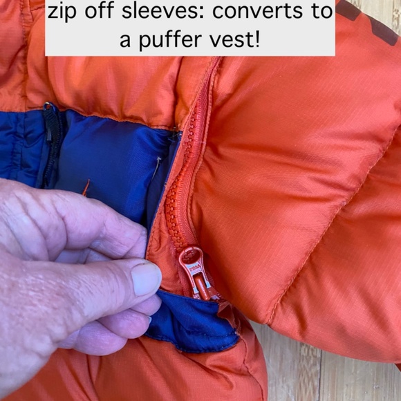 Nautica Puffer Down Jacket Vest Winter Coat Hooded kids size 3 Orange Navy - Picture 5 of 14